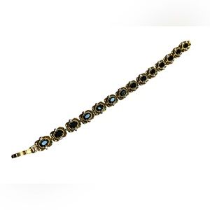 Vintage Gold Tone Rhinestone and Black Crystal Bracelet